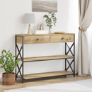vidaXL Konzol Asztal fiókkal polcokkal kézműves tölgy 100 x 28 x 75 cm