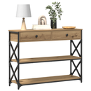 vidaXL Konzol Asztal fiókkal polcokkal kézműves tölgy 100 x 28 x 75 cm