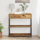vidaXL Konzol Asztal Régi fa 75 x 28 x 75 cm Műgyantás fa és fém