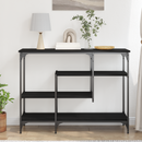 vidaXL Konzolasztal Musta tammi 100 x 35 x 75 cm Műgyantás fa és fém