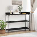 vidaXL Konzolasztal Musta tammi 100 x 30 x 80 cm Műgyantás fa és fém