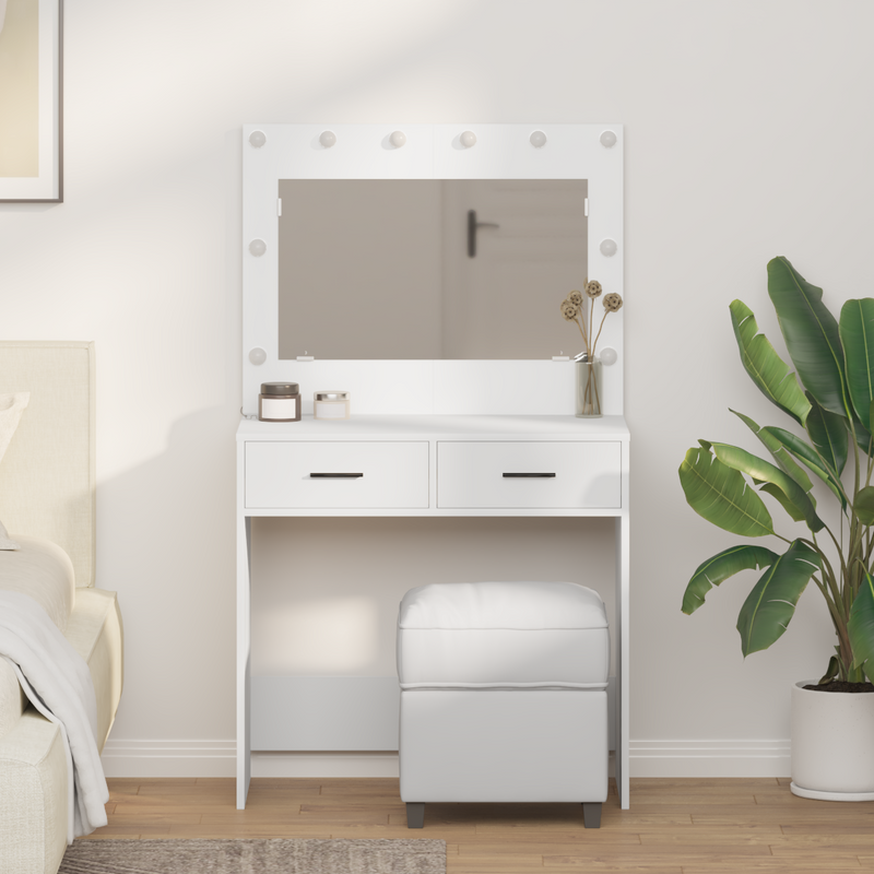 vidaXL Sminkasztal fiókkal tárolóval Fehér 78.5 x 41 x 135 cm Faanyag