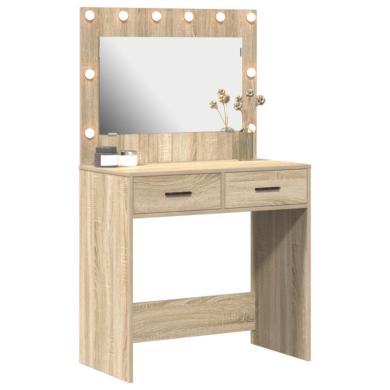 vidaXL Sminkasztal fiókkal sonoma tölgy 78.5 x 41 x 135 cm Faanyag