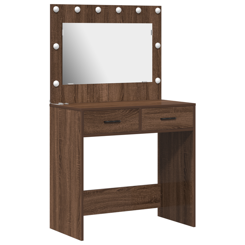 vidaXL Sminkasztal fiókkal barna tölgy 78.5 x 41 x 135 cm Faanyag