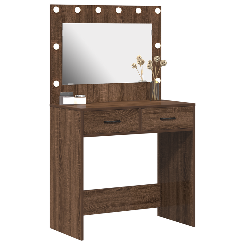 vidaXL Sminkasztal fiókkal barna tölgy 78.5 x 41 x 135 cm Faanyag