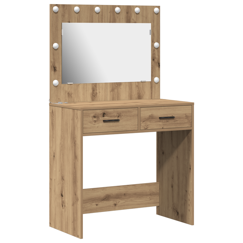 vidaXL Sminkasztal fiókkal kézműves tölgy 78.5 x 41 x 135 cm Faanyag