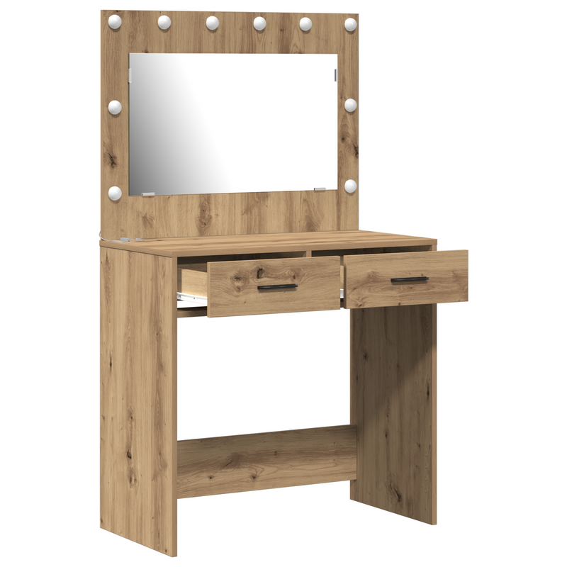 vidaXL Sminkasztal fiókkal kézműves tölgy 78.5 x 41 x 135 cm Faanyag
