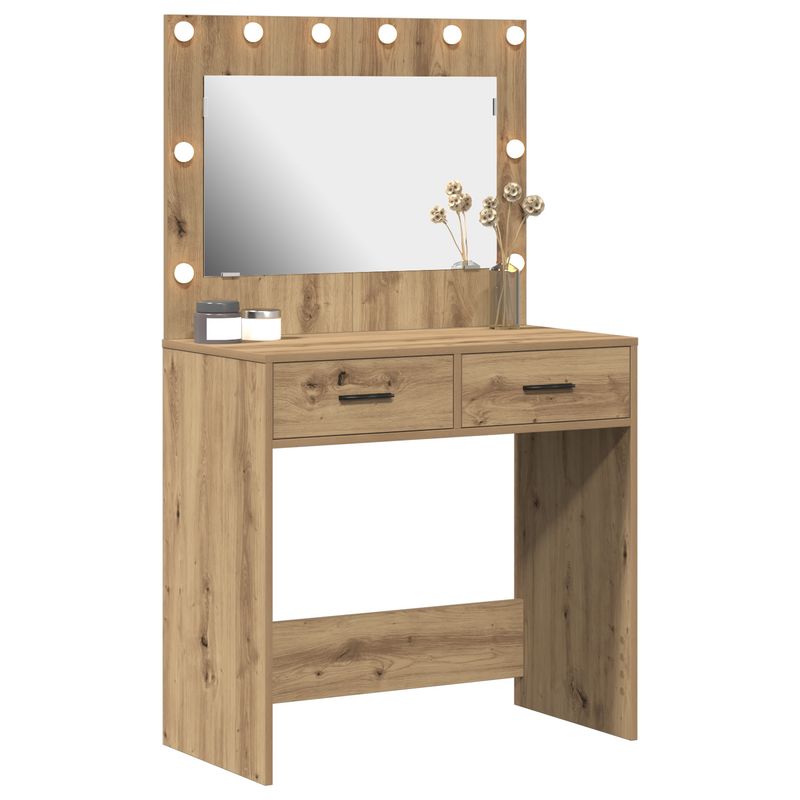 vidaXL Sminkasztal fiókkal kézműves tölgy 78.5 x 41 x 135 cm Faanyag
