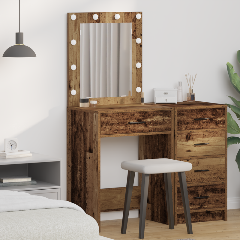 vidaXL Sminkasztal fiókkal tárolóval Öreg fa 50 x 41 x 135 cm Faanyag