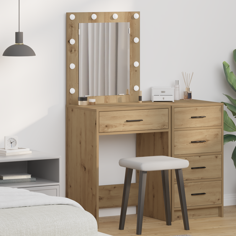vidaXL Sminkasztal fiókkal kézműves tölgy 50 x 41 x 135 cm Faanyag