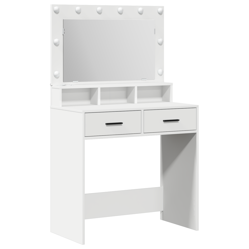 vidaXL Sminktükör fiókkal polcokkal Fehér 79 x 41 x 135 cm Faanyag