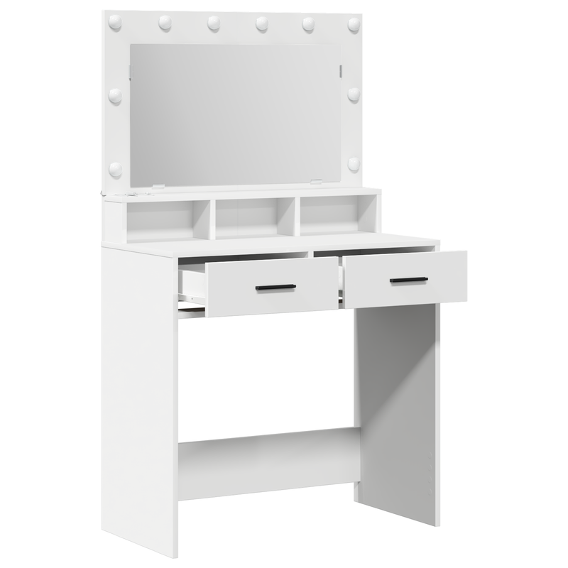vidaXL Sminktükör fiókkal polcokkal Fehér 79 x 41 x 135 cm Faanyag