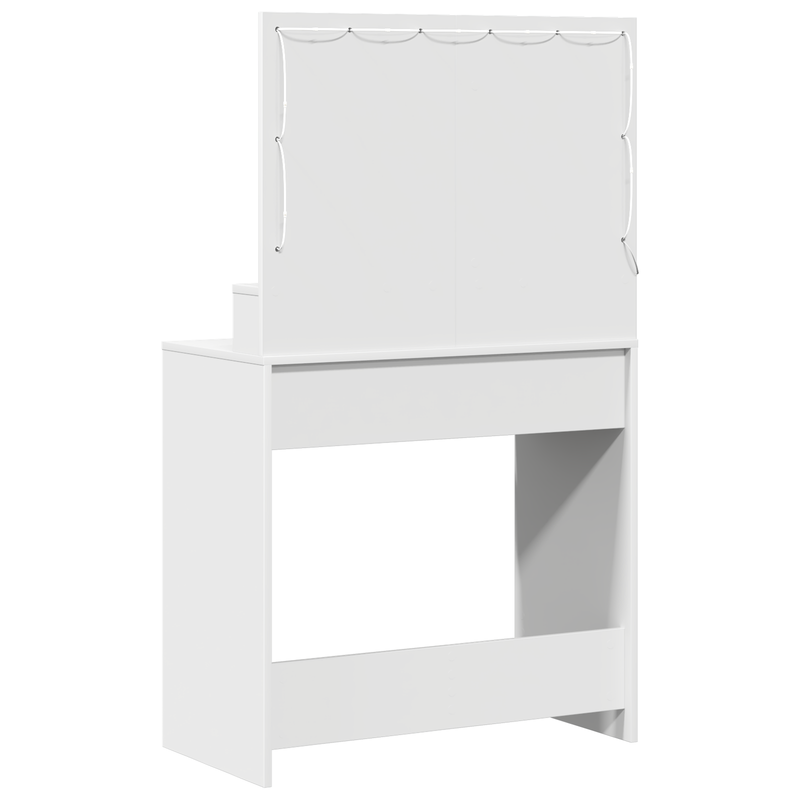 vidaXL Sminktükör fiókkal polcokkal Fehér 79 x 41 x 135 cm Faanyag