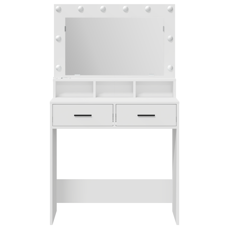 vidaXL Sminktükör fiókkal polcokkal Fehér 79 x 41 x 135 cm Faanyag