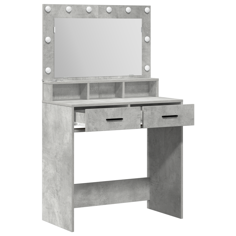vidaXL Sminktükör fiókkal Beton szürke 79 x 41 x 135 cm Faanyag