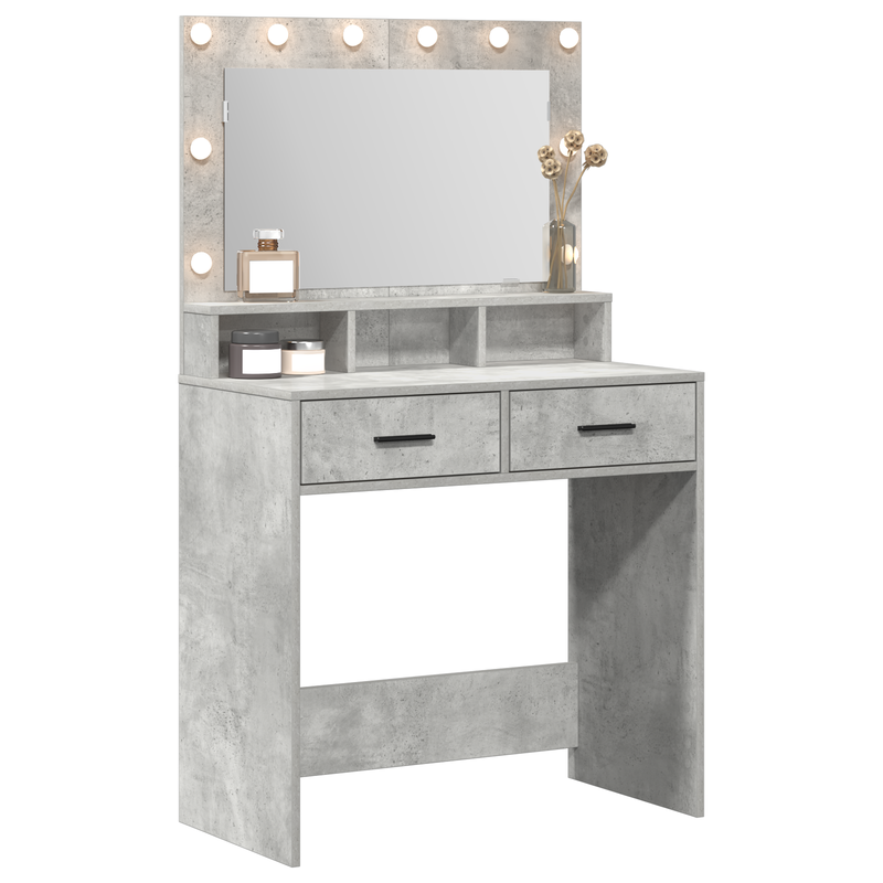 vidaXL Sminktükör fiókkal Beton szürke 79 x 41 x 135 cm Faanyag