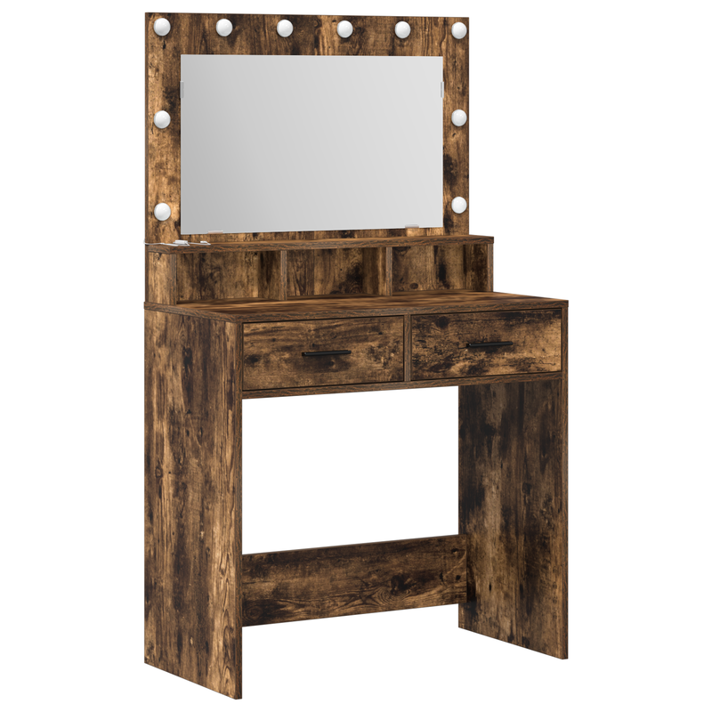 vidaXL Sminktükör fiókkal Füstölt tölgy 79 x 41 x 135 cm Faanyag