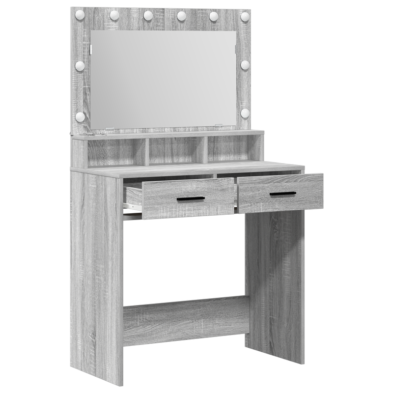 vidaXL Sminktükör fiókkal Szürke Sonoma 79 x 41 x 135 cm Faanyag