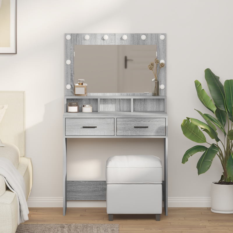 vidaXL Sminktükör fiókkal Szürke Sonoma 79 x 41 x 135 cm Faanyag