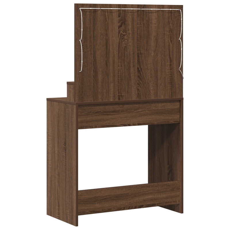 vidaXL Sminktükör fiókkal Barna Tölgy 79 x 41 x 135 cm Faanyag