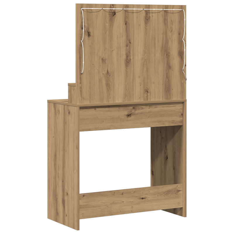 vidaXL Sminktükör fiókkal kézműves tölgy 79 x 41 x 135 cm Faanyag