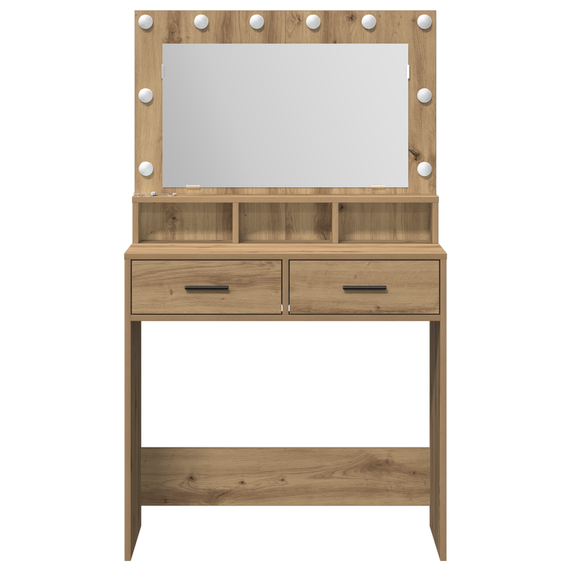 vidaXL Sminktükör fiókkal kézműves tölgy 79 x 41 x 135 cm Faanyag