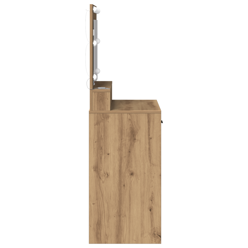 vidaXL Sminktükör fiókkal kézműves tölgy 79 x 41 x 135 cm Faanyag