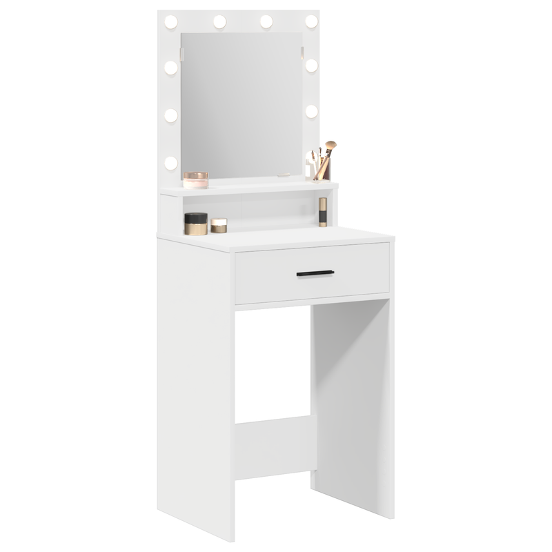 vidaXL Sminktükör fiókkal polcokkal Fehér 50 x 41 x 135 cm Faanyag