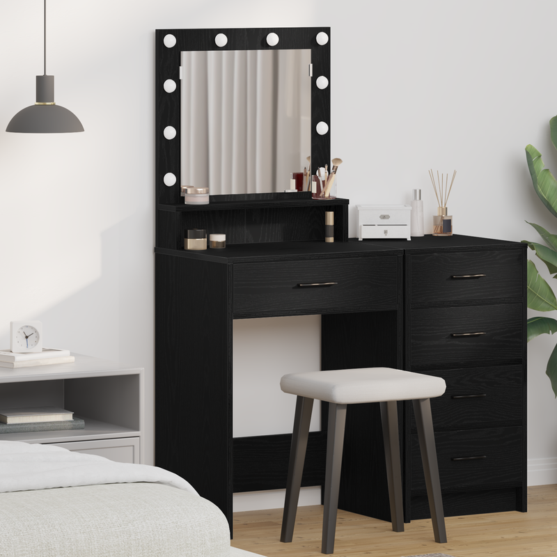 vidaXL Sminktükör fiókkal Musta tammi 50 x 41 x 135 cm Faanyag