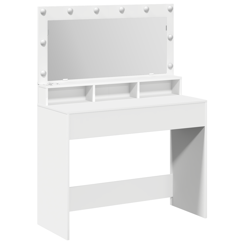 vidaXL Sminkasztal polcokkal tárolóval Fehér 100 x 41 x 135 cm Faanyag