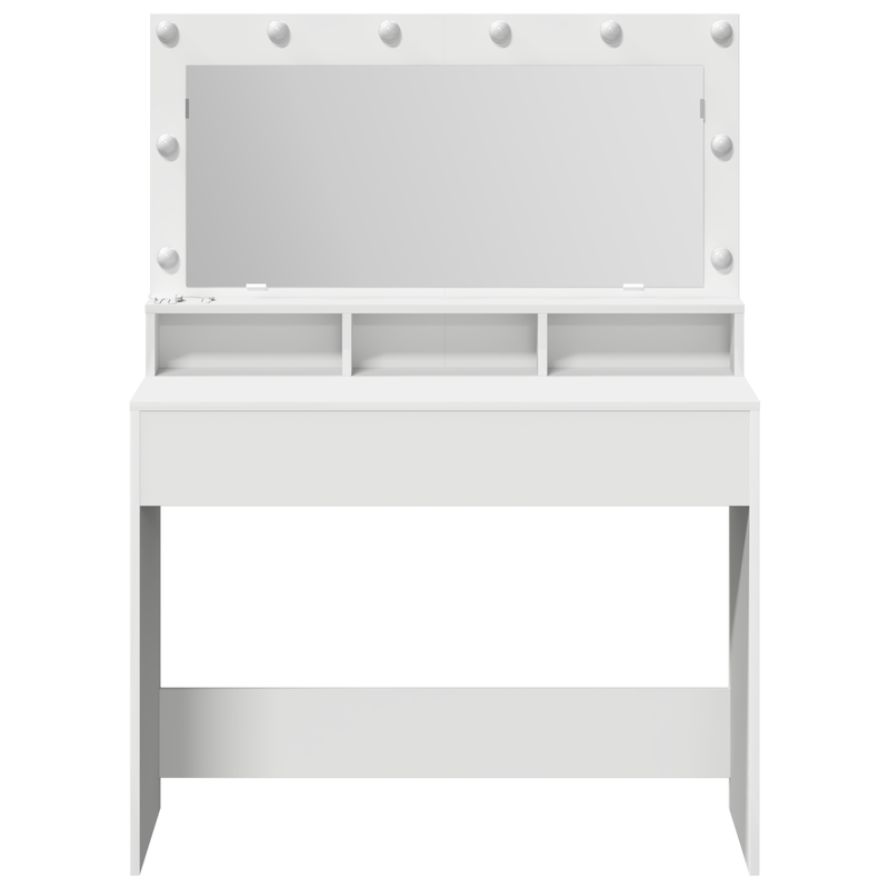 vidaXL Sminkasztal polcokkal tárolóval Fehér 100 x 41 x 135 cm Faanyag