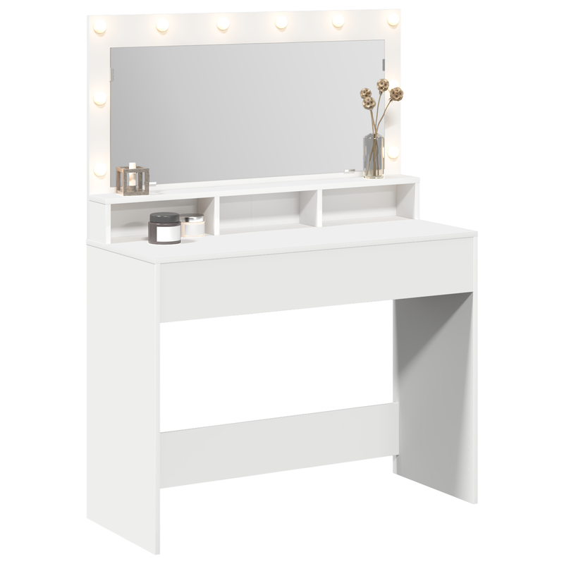vidaXL Sminkasztal polcokkal tárolóval Fehér 100 x 41 x 135 cm Faanyag