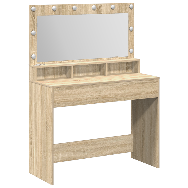 vidaXL Sminkasztal polcokkal sonoma tölgy 100 x 41 x 135 cm Faanyag