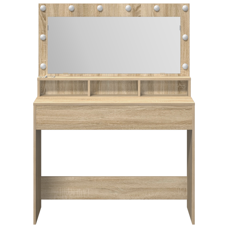 vidaXL Sminkasztal polcokkal sonoma tölgy 100 x 41 x 135 cm Faanyag