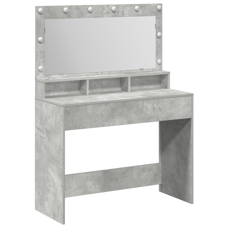 vidaXL Sminkasztal polcokkal Beton szürke 100 x 41 x 135 cm Faanyag