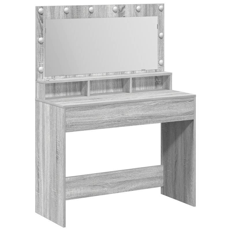 vidaXL Sminkasztal polcokkal Szürke sonoma 100 x 41 x 135 cm Faanyag
