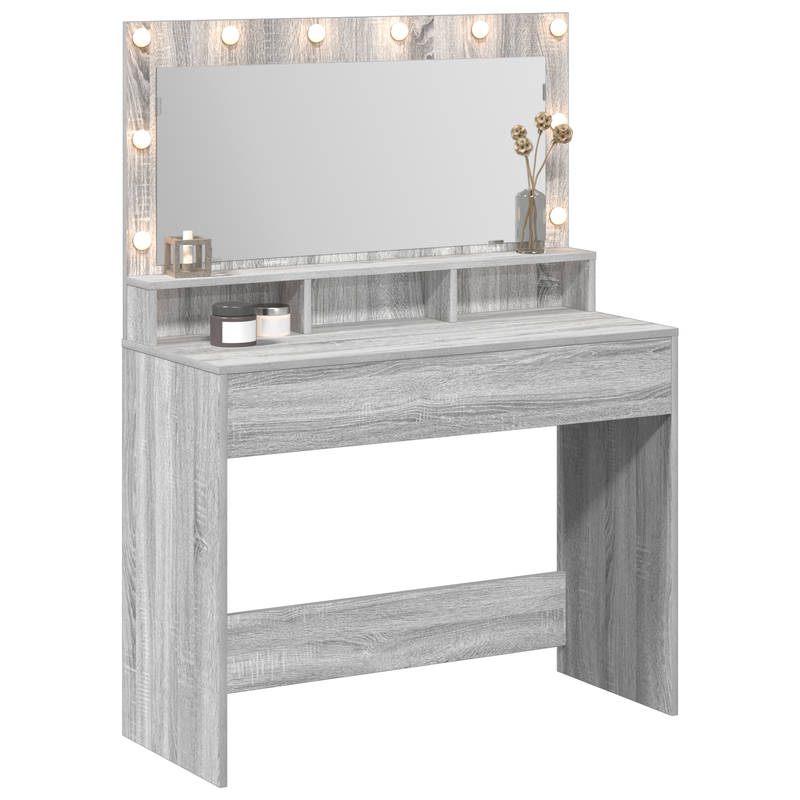 vidaXL Sminkasztal polcokkal Szürke sonoma 100 x 41 x 135 cm Faanyag