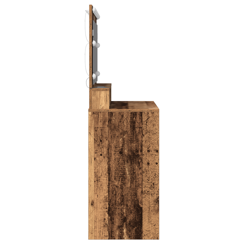 vidaXL Sminkasztal polcokkal Régi fa 100 x 41 x 135 cm Faanyag