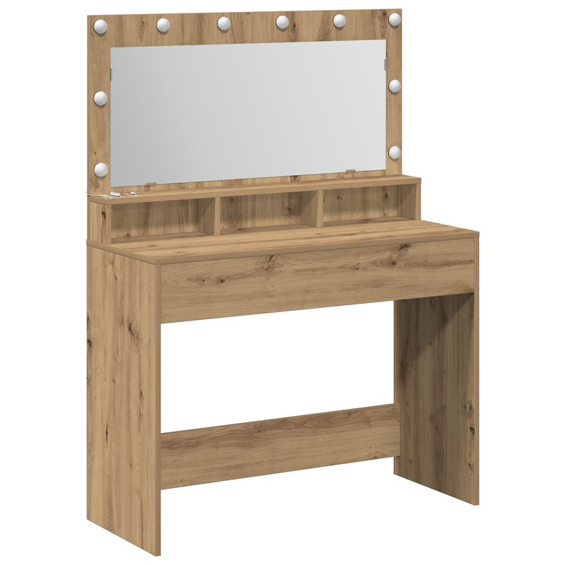 vidaXL Sminkasztal polcokkal kézműves tölgy 100 x 41 x 135 cm Faanyag