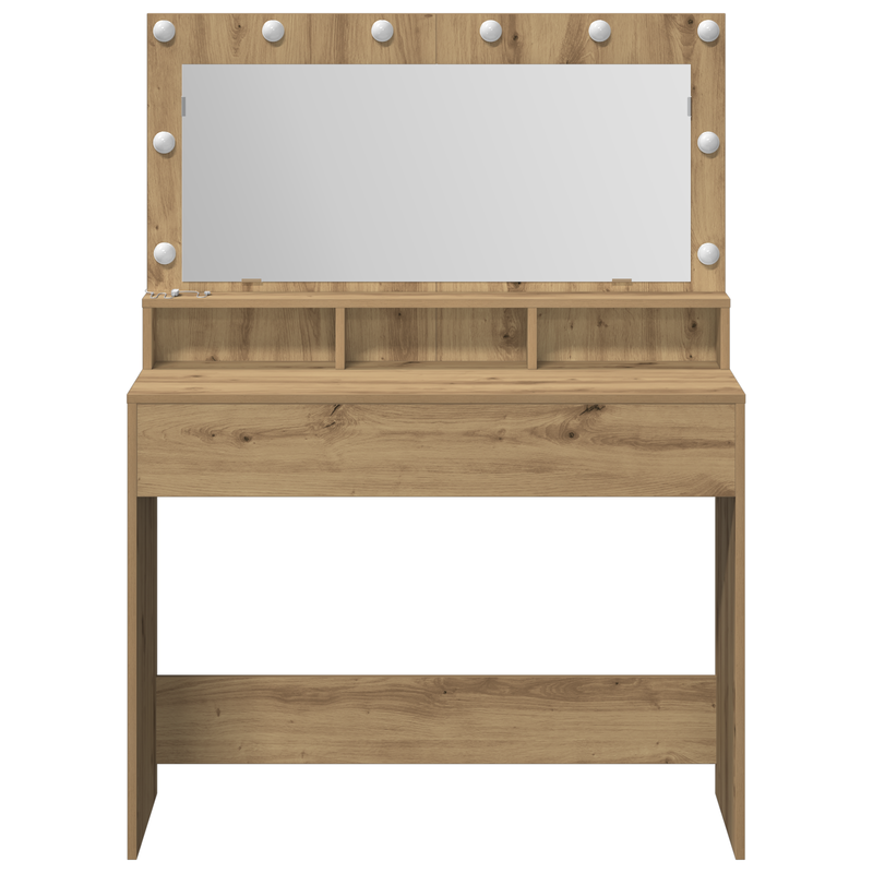 vidaXL Sminkasztal polcokkal kézműves tölgy 100 x 41 x 135 cm Faanyag