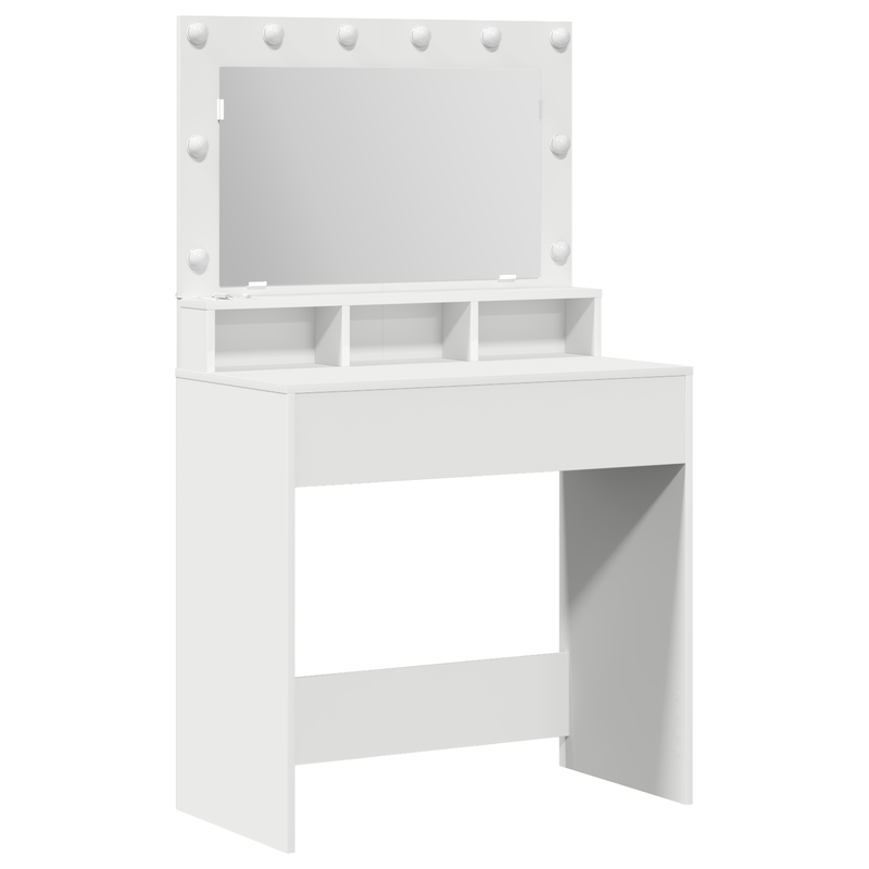 vidaXL Sminkasztal polcokkal tárolóval Fehér 79 x 41 x 135 cm Faanyag