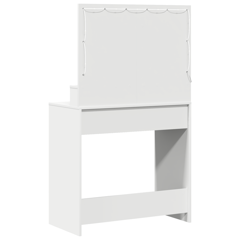 vidaXL Sminkasztal polcokkal tárolóval Fehér 79 x 41 x 135 cm Faanyag