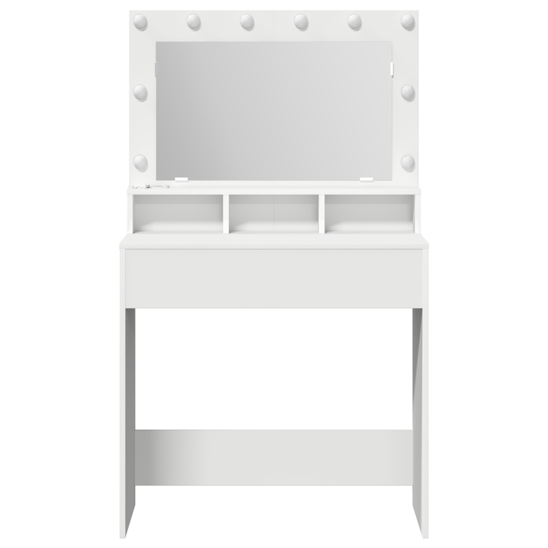 vidaXL Sminkasztal polcokkal tárolóval Fehér 79 x 41 x 135 cm Faanyag