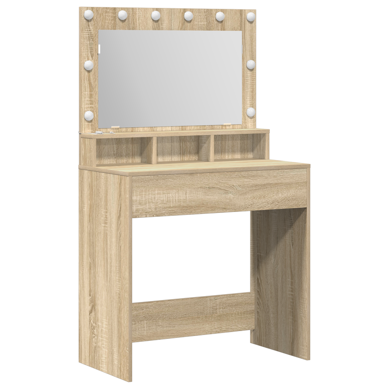 vidaXL Sminkasztal polcokkal sonoma tölgy 79 x 41 x 135 cm Faanyag