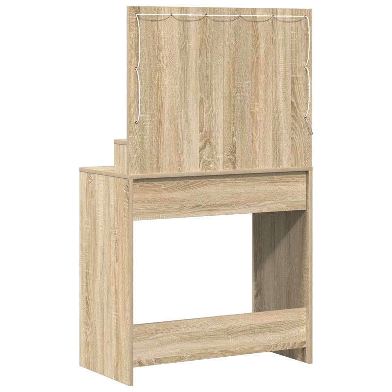 vidaXL Sminkasztal polcokkal sonoma tölgy 79 x 41 x 135 cm Faanyag