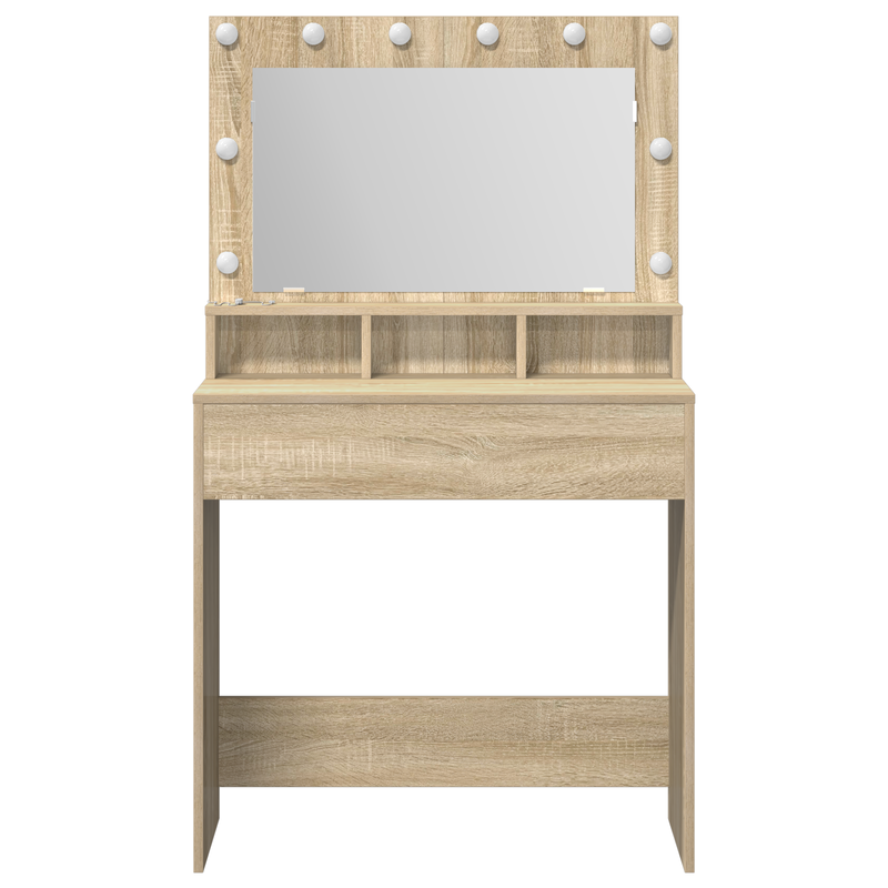 vidaXL Sminkasztal polcokkal sonoma tölgy 79 x 41 x 135 cm Faanyag