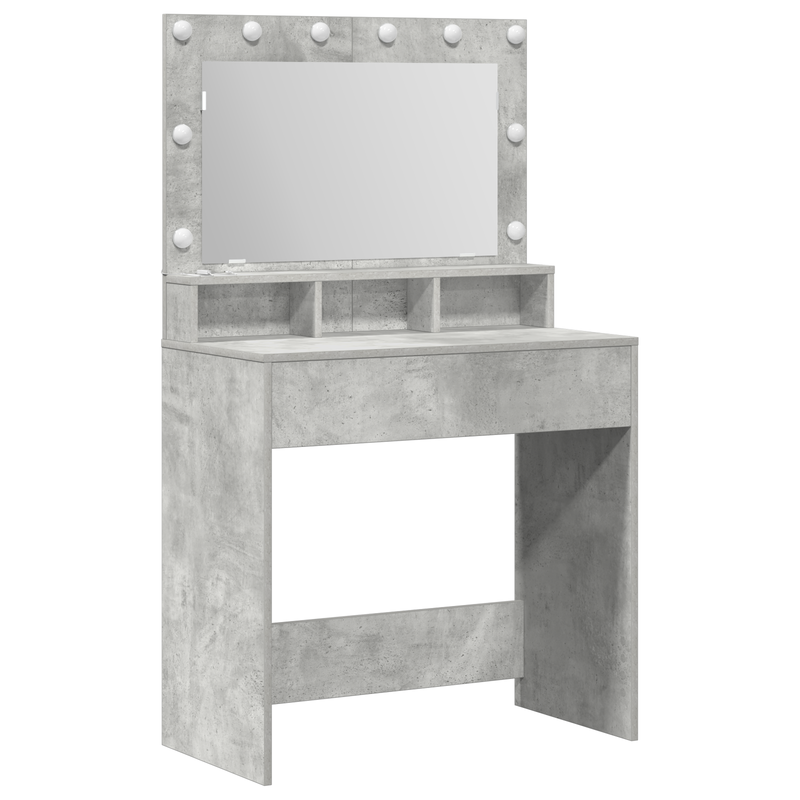 vidaXL Sminkasztal polcokkal Beton szürke 79 x 41 x 135 cm Faanyag