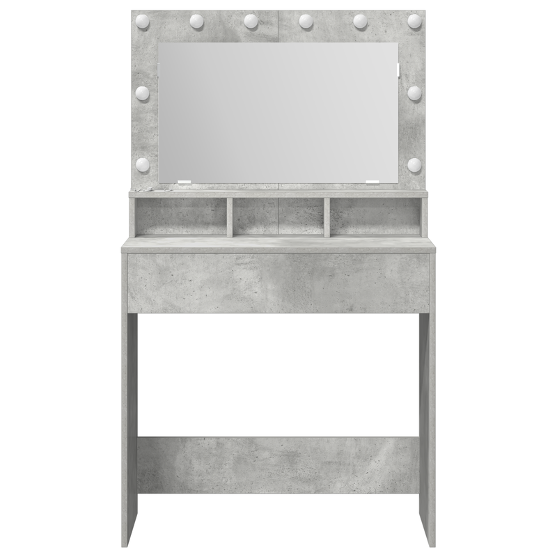 vidaXL Sminkasztal polcokkal Beton szürke 79 x 41 x 135 cm Faanyag