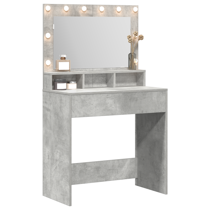 vidaXL Sminkasztal polcokkal Beton szürke 79 x 41 x 135 cm Faanyag