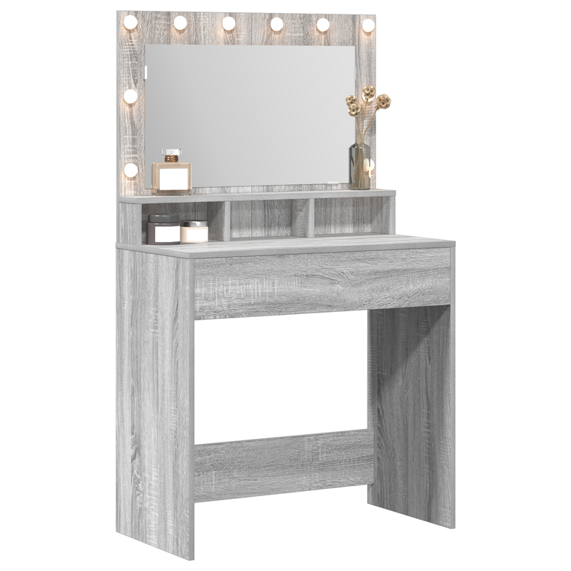 vidaXL Sminkasztal polcokkal Szürke sonoma 79 x 41 x 135 cm Faanyag